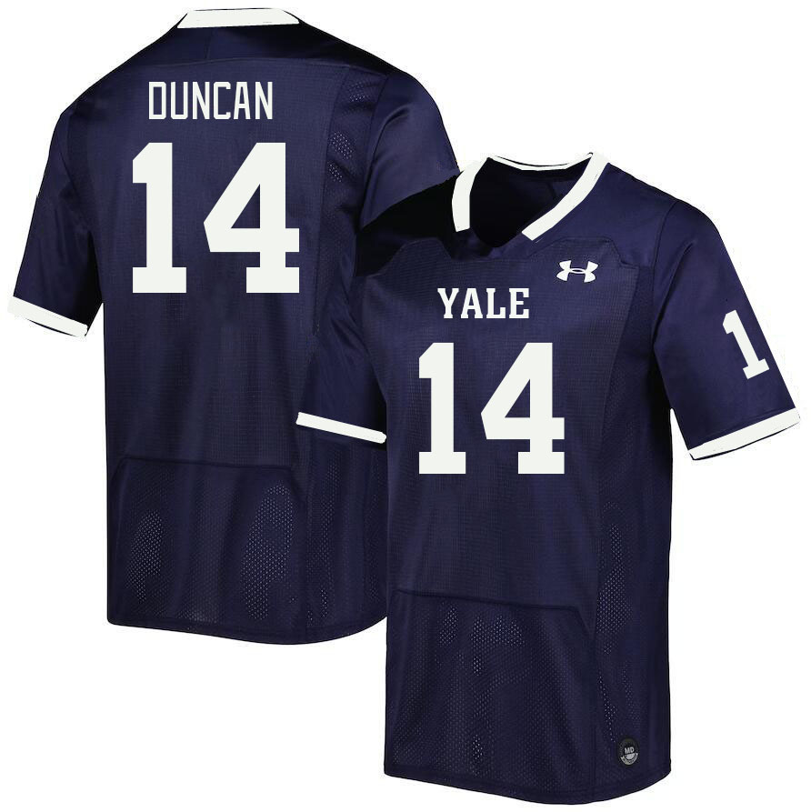 Men-Youth #14 Garon Duncan Yale Bulldogs 2023 College Football Jerseys Stitched Sale-Blue